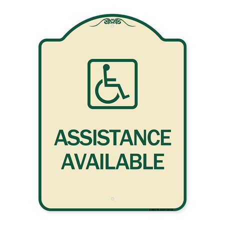 Signmission Assistance Available W/ HandicapHeavy-Gauge Aluminum Architectural Sign, 24" x 18", TG-1824-24332 A-DES-TG-1824-24332